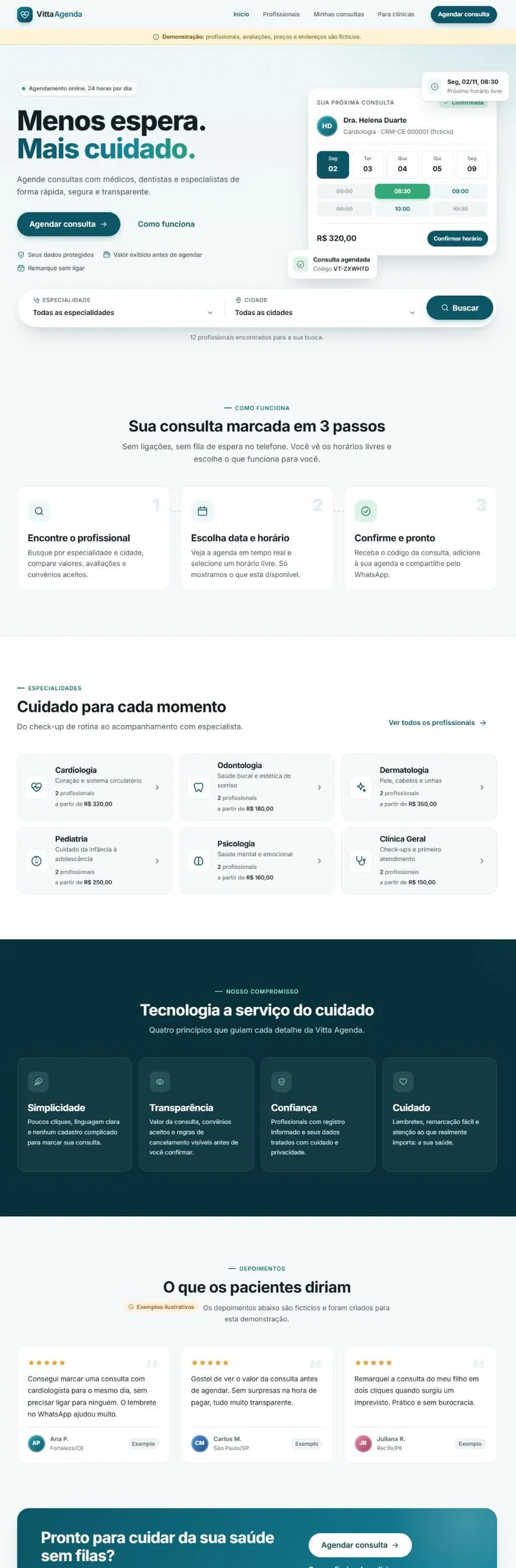 Demonstração Vitta Agenda, página inteira